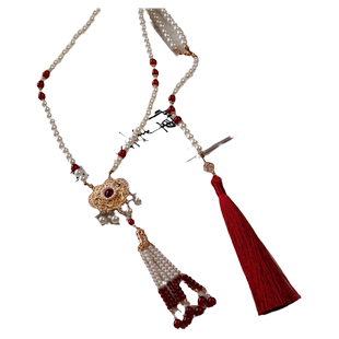 新中式马面裙配饰背云长璎珞汉服古风流苏红色过年喜庆项圈项链