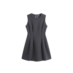 高干女主~高级感黑色无袖连衣裙小个子气质显瘦中长裙