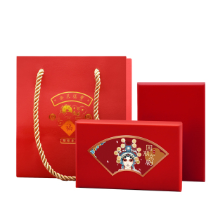 手工diy口红中国风京剧口红管吸磁方管红色过年节日送礼盒喜庆礼