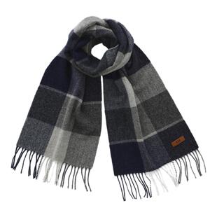 ELLE HOMME100%羊毛格子围巾男士秋冬保暖高档商务送礼礼盒装围脖