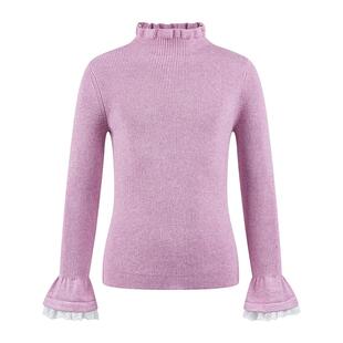 Little Naive女童针织衫秋冬半高领荷叶边毛衣上衣儿童打底衫女