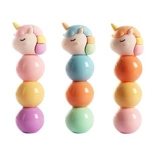 造型荧光笔学生用彩色记号笔淡色系多种颜色划重点划线标记笔独角兽卡通迷你小号可爱萌糖果色做笔记专用笔