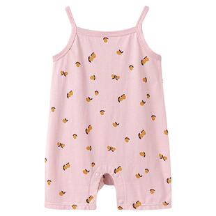 babylove婴儿连体衣夏季纯棉吊带哈衣女宝宝洋气无袖夏装柠静夏日