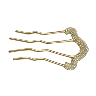 珍珠气质U型发簪女2025新款高端发钗4齿盘发神器插梳簪子丸子头饰