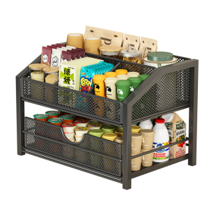 桌面收纳盒台面抽屉式零食架多功能分层架子办公室咖啡茶包整理架