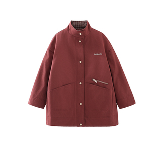 半度闲女童年装红色棉服外套简约冬装洋气新款儿童冬季加厚棉衣潮