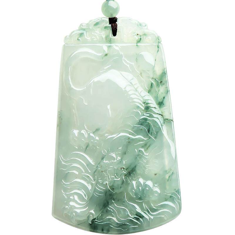 男款玉佩翡翠飘蓝花生肖虎玉牌