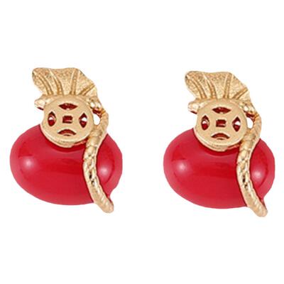 925纯银南红玛瑙新年耳钉女和田玉高级感气质小众设计感红色耳环