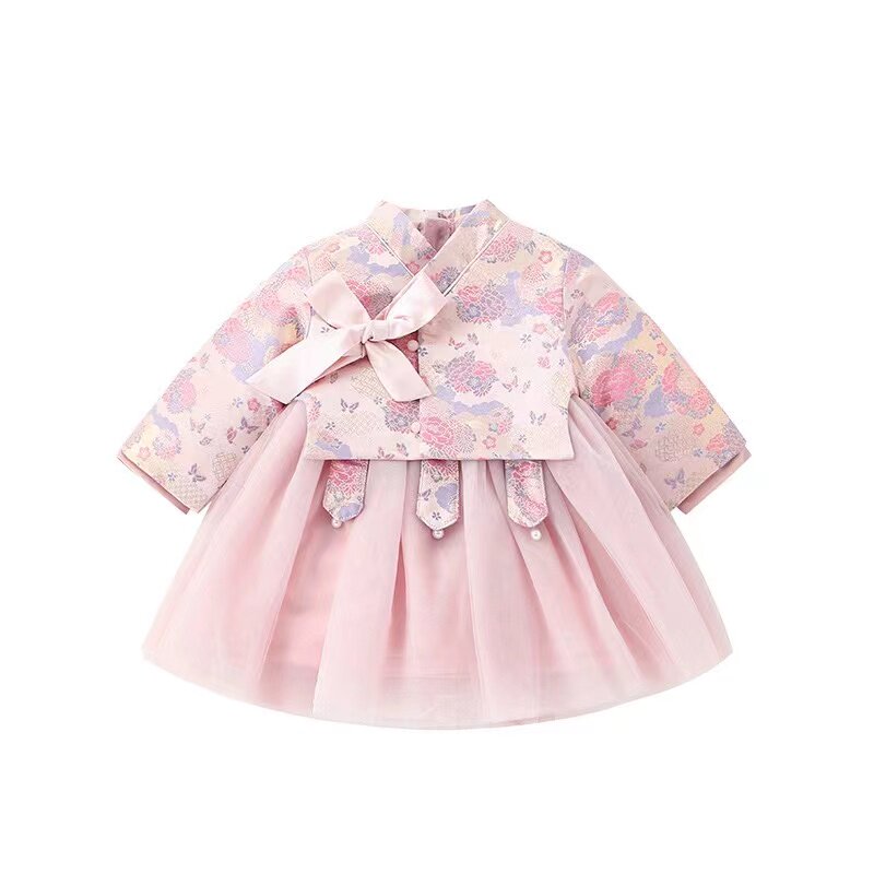 汉服女童冬装拜年服过年喜庆衣服儿童古装旗袍中国风童装宝宝唐装