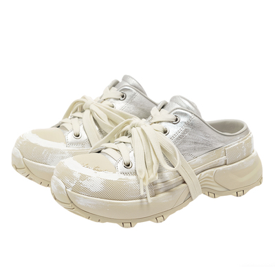 VITTORIO VENTURA薇薇燃 牛皮一脚蹬包头厚底板鞋休闲拖鞋