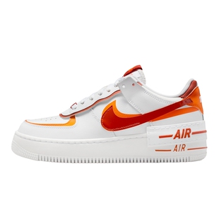 NIKE耐克空军一号女鞋AF1白橙红解构双钩厚底复古板鞋CI0919-124
