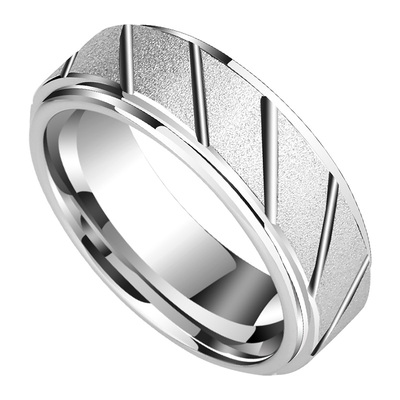 飒雅男戒指银色钨金首饰