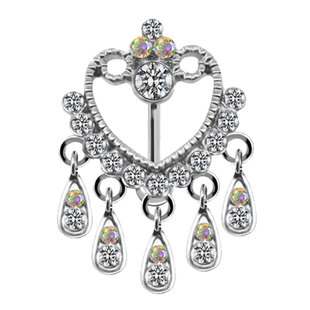 大号倒挂倒扣爱心坠大钻爆闪肚脐钉防过敏钛钢欧美性感养洞脐钉女