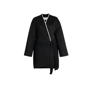 【美利奴羊毛】ZHUCHONGYUN2026春新款新中式交叠领系带大衣外套