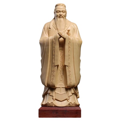 Confucius 孔子摆件大号实木圣贤人物雕刻学堂学校书房装饰桧木