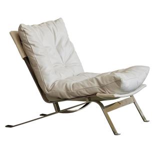 包豪斯风设计师沙发椅高背客厅书房休闲椅真皮新款白色极简单人椅