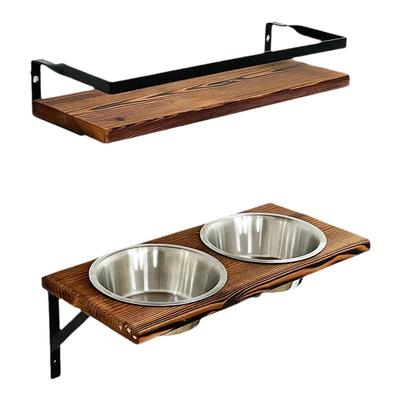 美式不锈钢实木宠物碗壁挂