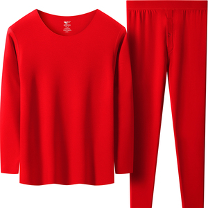 七匹狼2026本命年马年衣服红色保暖内衣男士德绒发热秋衣秋裤套装