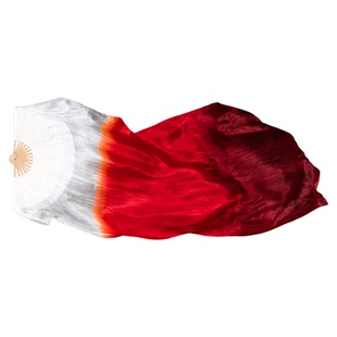 铭记舞蹈扇子长飘渐变真丝酒红色光亮古典舞跳舞表演出道具长绸扇