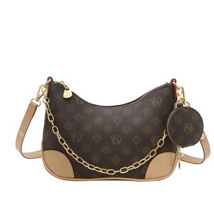 轻奢小众包包女式2025新款超火老花链条腋下牛角包百搭单肩斜挎包