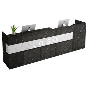 仿大理石纹前台接待台收银台公司烤漆前台简约现代柜台办公桌包邮