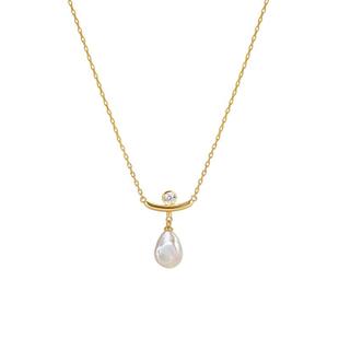 Amber Lollipop淡水珍珠项链女款吊坠锁骨链keshi花瓣巴洛克颈链