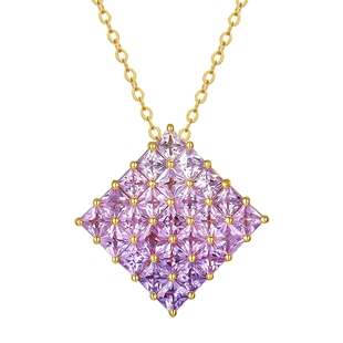 尤珂「夕染」18K金天然彩色蓝宝石吊坠渐变粉蓝宝方块耳饰套装女