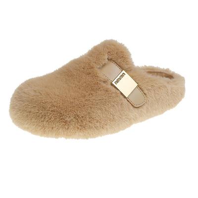 水貂毛厚底增高毛毛拖鞋女外穿2025新款秋冬高级感毛绒包头棉拖鞋