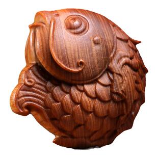 天然崖柏木锦鲤文玩手把件伴手礼盘玩玩具鱼跃龙门创意桌面小摆件