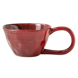 窑变红色咖啡杯陶瓷马克杯高级感喝水杯子家用早餐杯办公室牛奶杯