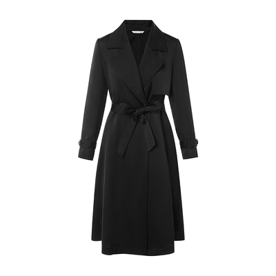 朗姿/LIME莱茵优雅双排扣大翻领风衣外套黑金logo扣饰26年春新款