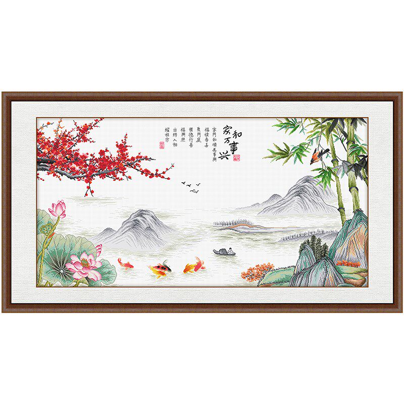 ks新款中国风现代客厅画十字绣