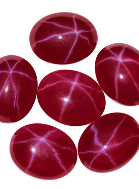 双弧面蛋形人造红星光石宝石裸石 双蛋面椭圆形素面光面戒面散珠