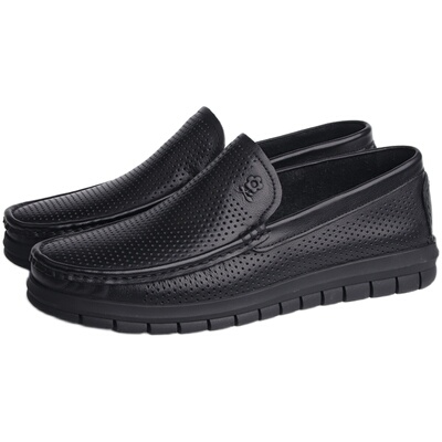 梦特娇新款镂空透气软底休闲皮鞋