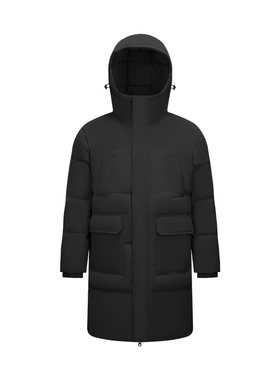 森马防泼水外套长款连帽羽绒服男