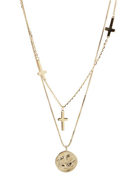 纯银圆牌双层轻奢小众锁骨链定制