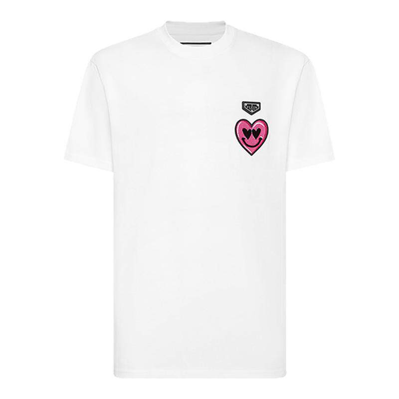 PHILIPP PLEIN 2025夏季男士笑脸圆领爱心短袖夏装上衣T恤宽松
