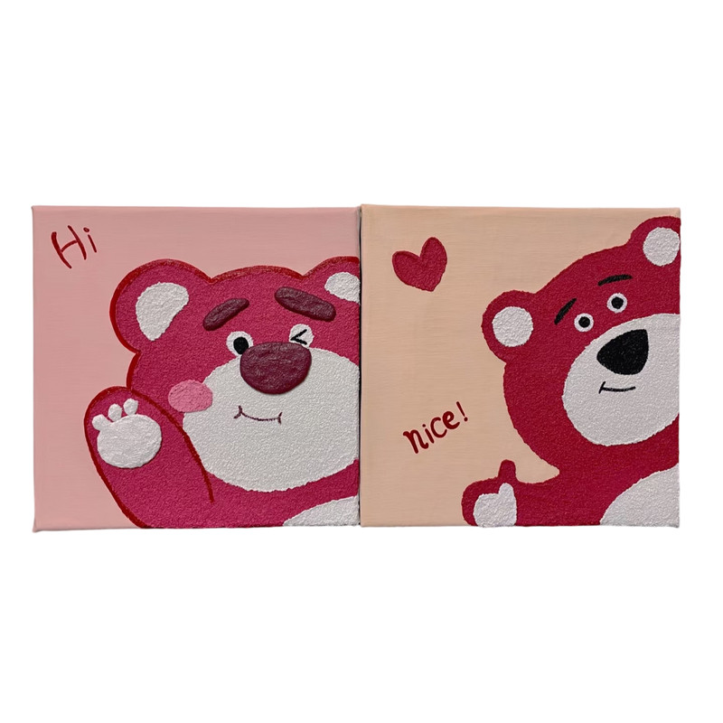 Hi-草莓熊丙烯肌理画DIY自由发挥