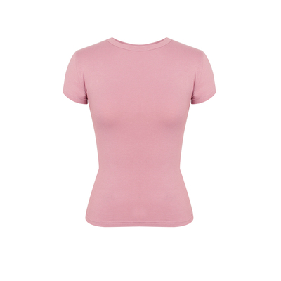 alex sevents纯色设计感T恤圆领短袖女夏季短款修身显瘦正肩上衣