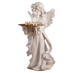 欧式天使托盘摆件客厅沙发电视柜玄关旁边落地雕塑家居卧室装饰品