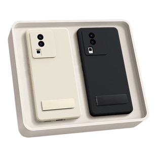 适用IQOOneo7竞速版手机壳vivoiqooneo7se液态硅胶带支架vivo保护套vivoneo全包防摔黑色iqoo男女iqneo软外壳