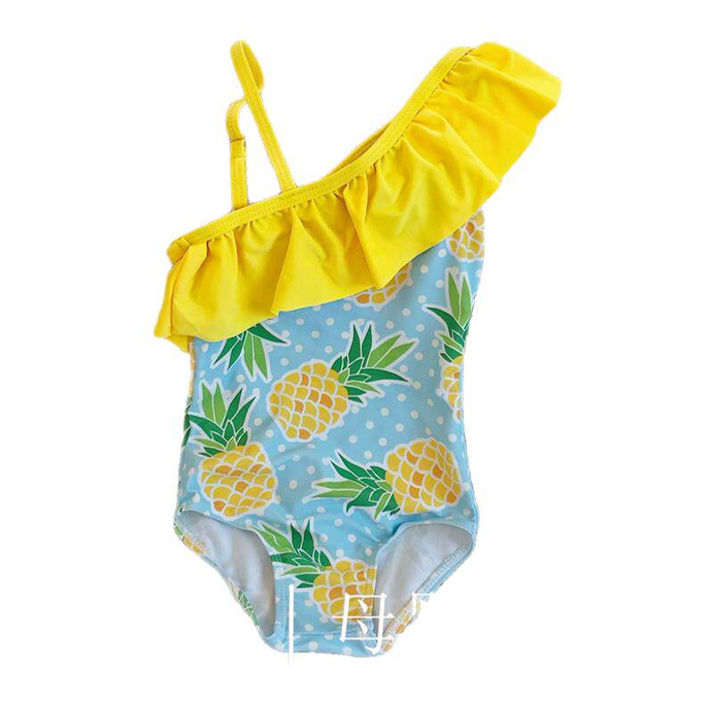 BABY SWIMSUIT婴童夏荷叶边斜肩吊带水果菠萝女童游泳衣婴儿泳装