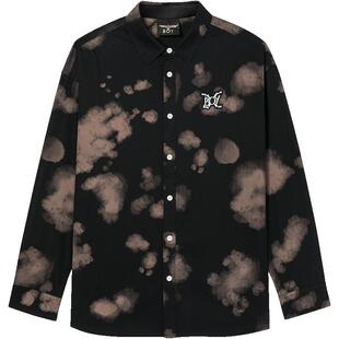 BOYLONDON春季潮牌长袖男女同款扎染休闲夜光黑色衬衫外套N21009