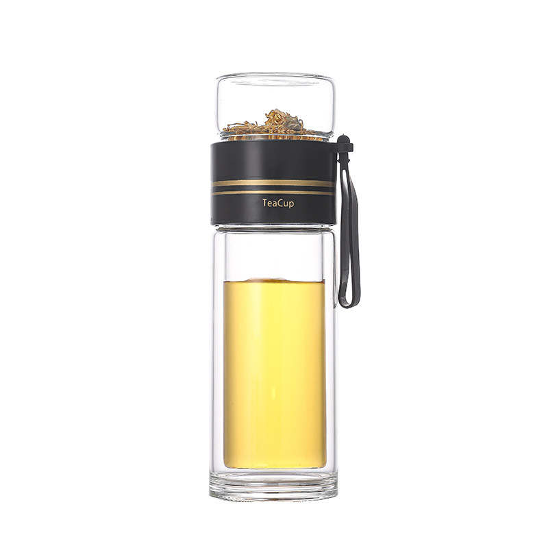 茶水分离杯子双层隔热玻璃加厚耐玻璃杯