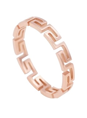 日韩格子轻奢设计感钛钢戒指