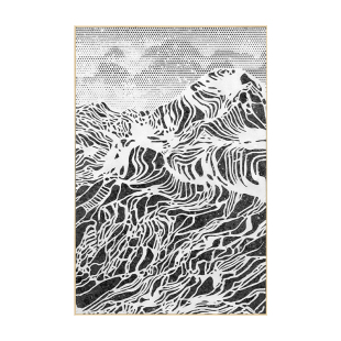 田钰新中式玄关手工卡纸切割立体画卧室床头挂画 客厅装饰画梯田