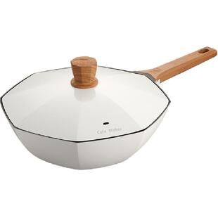 卡特马克八角锅钛陶瓷不粘锅家用炒菜锅煎炒锅燃气灶电磁炉专用