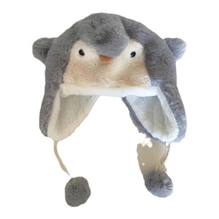 新款可爱企鹅保暖毛绒帽子女冬季加厚防寒护耳雷锋帽骑车滑雪帽男