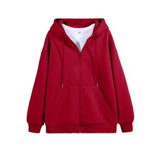 真维斯红色连帽开衫2026早春新款外套女春秋款爆款卫衣小个子上衣