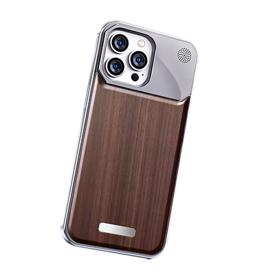 铝合金实木胡桃木适用苹果16pro手机壳新款iPhone15promax无边框后盖式磁吸14por高端商务保护套男高级感